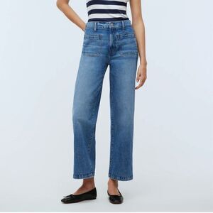 NWOT Madewell Women's Perfect Vintage Wide-Leg Jeans Size 32 Blue Patch Pockets